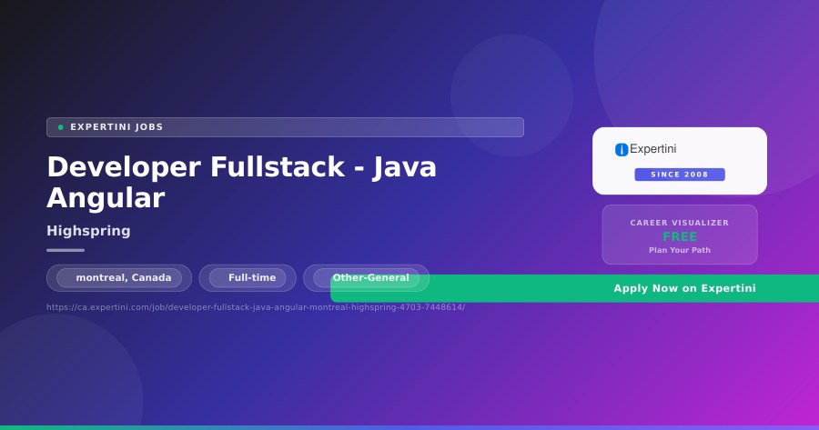 Developer Fullstack - Java Angular at Highspring, montreal — Apply Now