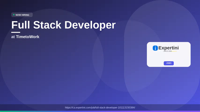 Full Stack Developer at TimetoWork, Undisclosed — Apply Now