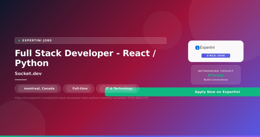 Full Stack Developer - React / Python at Socket.dev, montreal — Apply Now