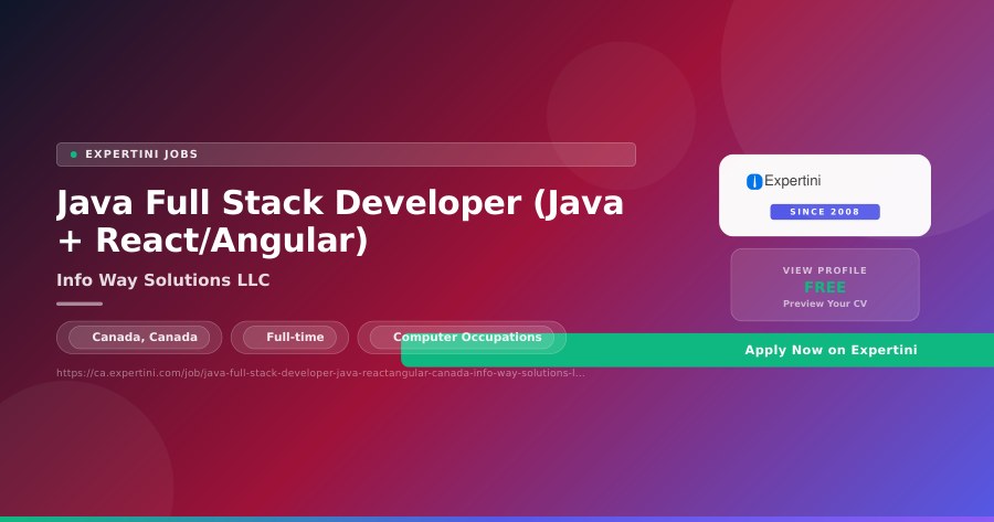 Java Full Stack Developer (Java + React/Angular) at Info Way Solutions LLC, Canada — Apply Now