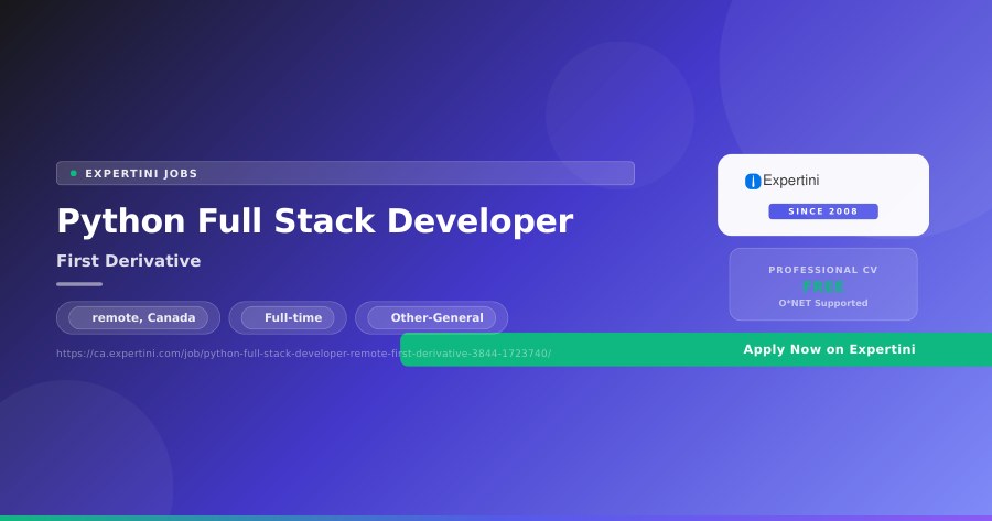 Python Full Stack Developer at First Derivative, remote — Apply Now