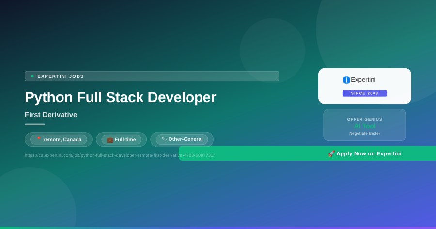 Python Full Stack Developer at First Derivative, remote — Apply Now
