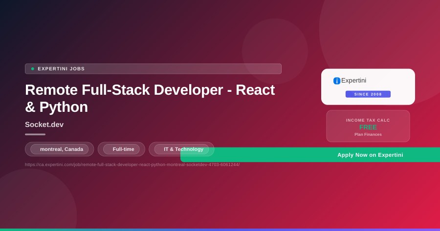 Remote Full-Stack Developer - React & Python at Socket.dev, montreal — Apply Now